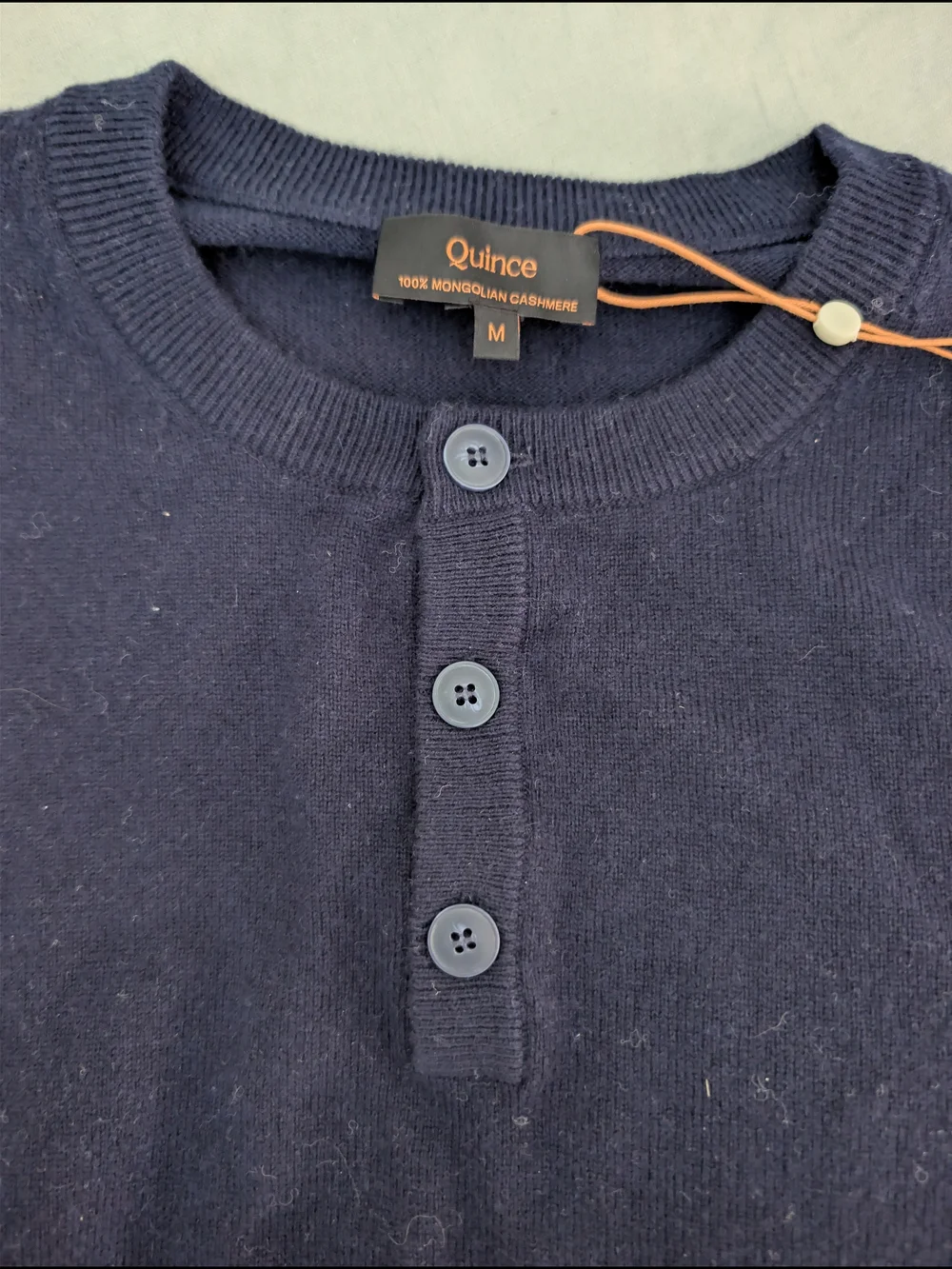 Quince Men's Navy Crewneck Henley Sweater